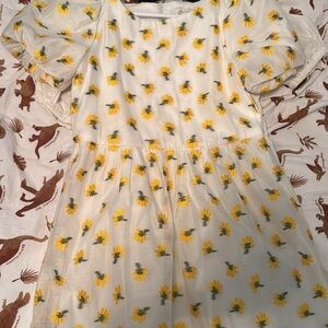 GB Girls Sunflower Print Dress - Yellow and White